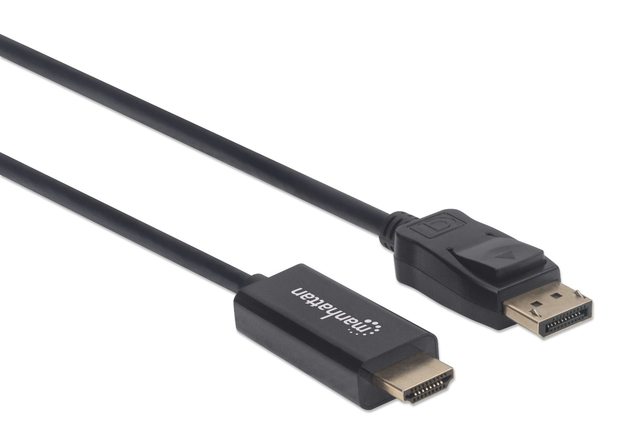 Manhattan DisplayPort to HDMI Cable, 1080p@60Hz, 1.8m, Male to Male, DP With Latch, Black, Not Bi-Directional, Three Year Warranty, Polybag