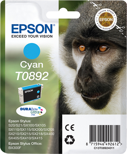 Image of Epson C13T08924011/T0892 Ink cartridge cyan, 170 pages ISO/IEC...