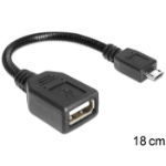 DeLOCK USB micro-B - USB 2.0-A, 0.18m USB-kabel 0,18 m Micro-USB B USB A Zwart