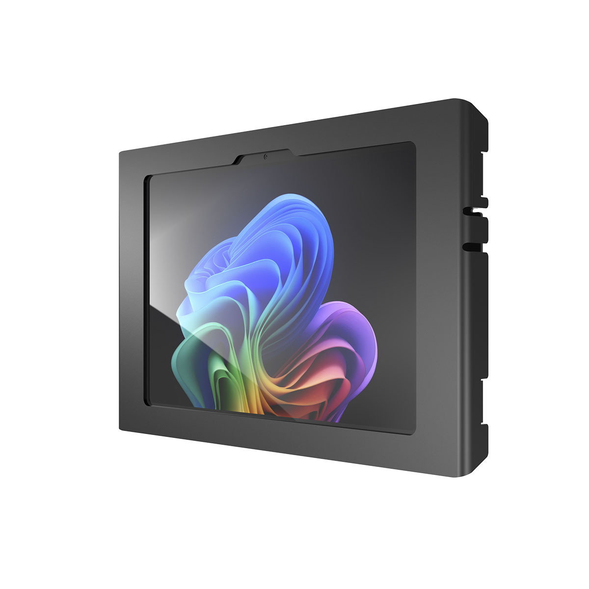 - Enclosure - exposed front/back camera and sensors, tilting - for tablet - secure - lockable - metal frame - black - screen size: 12" - wall-mountable
