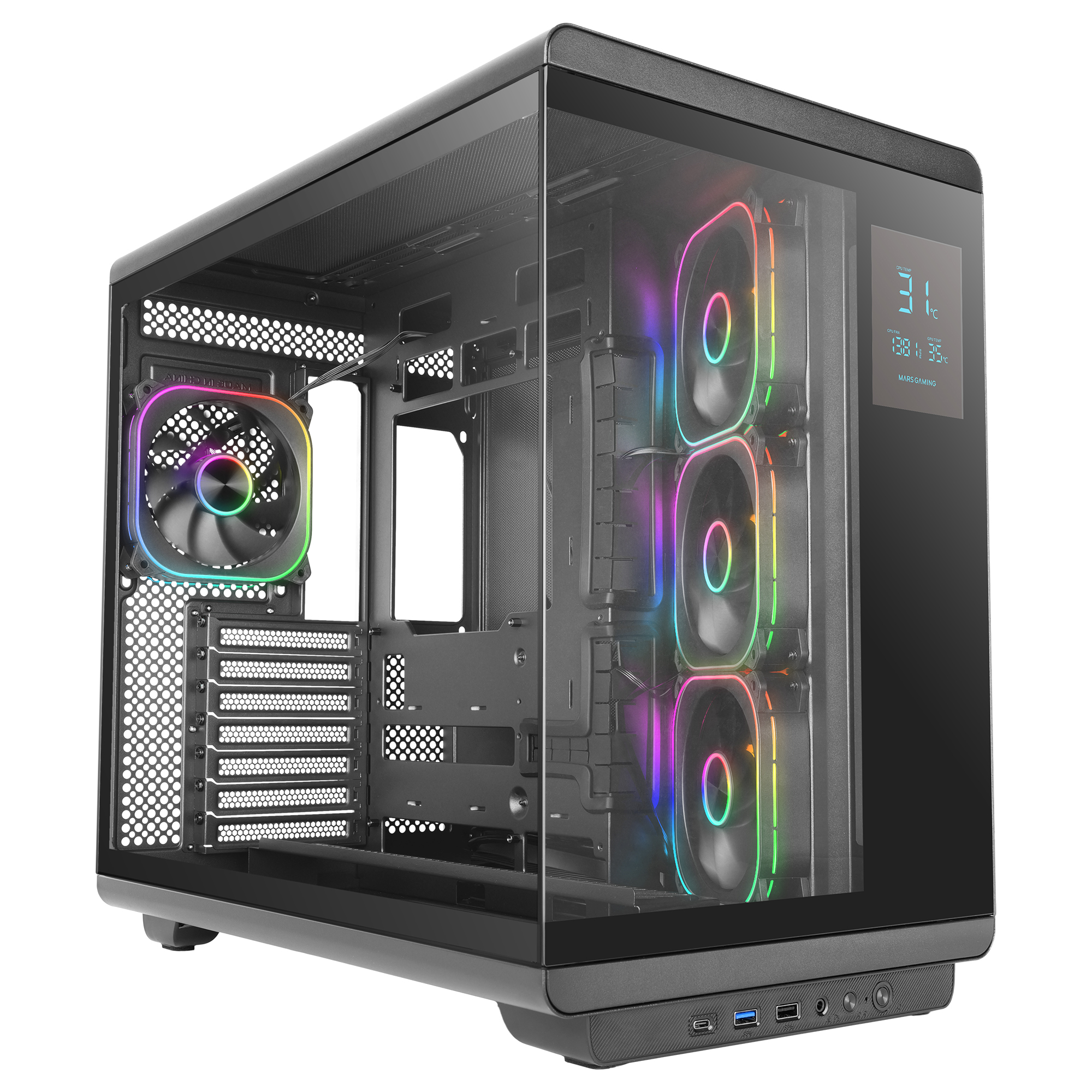 Mars Gaming Black Mcrevpro Computer Case Midi Tower