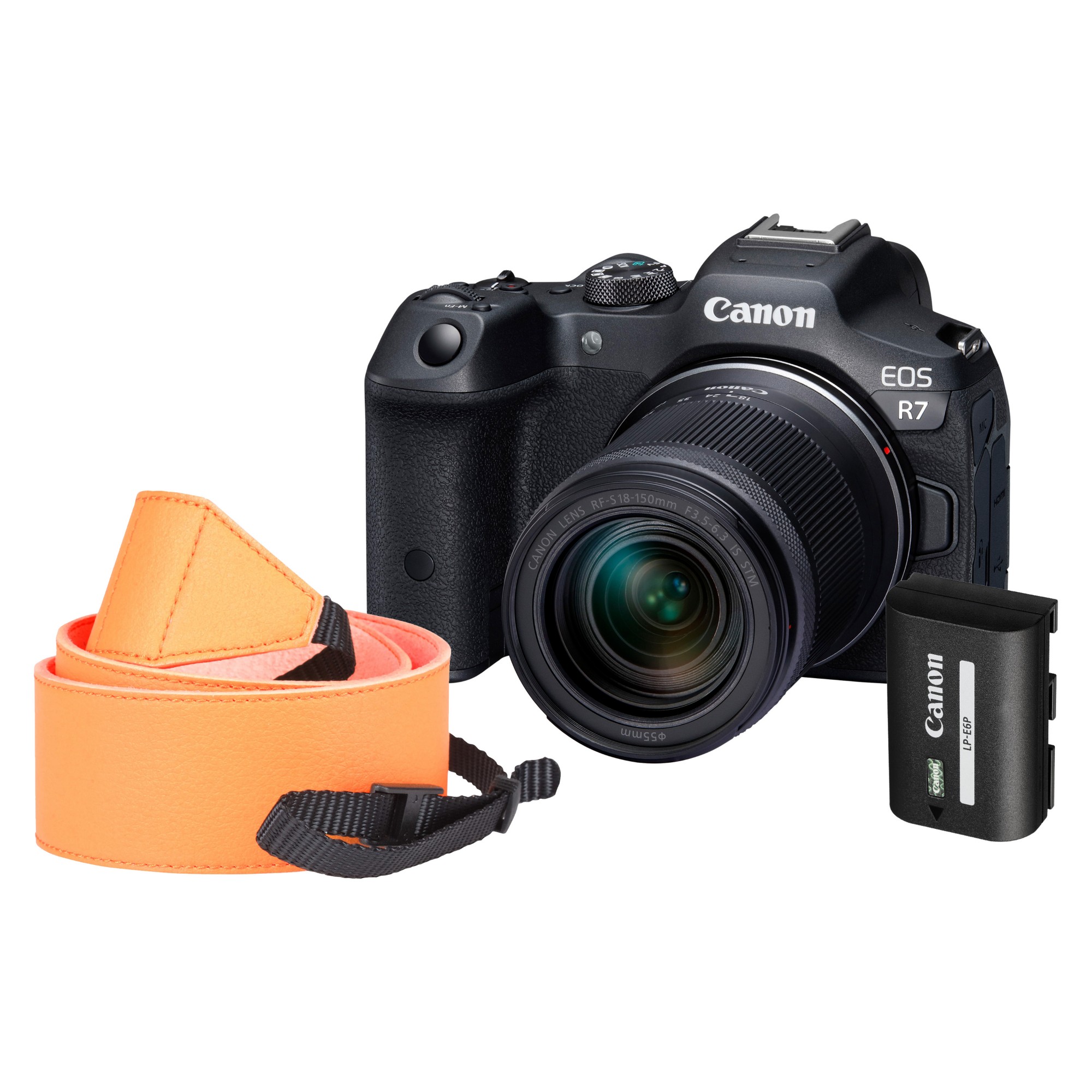 EOS R7 Camera Kit inc RF-S 18-50mm Lens, Neck Strap & Additional LP-E6P Battery - Black thumbnail