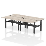 Dynamic Air Back-to-Back W1400 x D800mm Height Adjustable Sit Stand 4 Person Bench Desk With Cable Ports Grey Oak Finish Black Frame - HA02046 DD