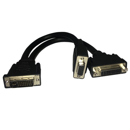 Videk DVI-I Plug to 1 x DVI Socket 1 x VGA Socket Monitor Splitter Cable 0.3m