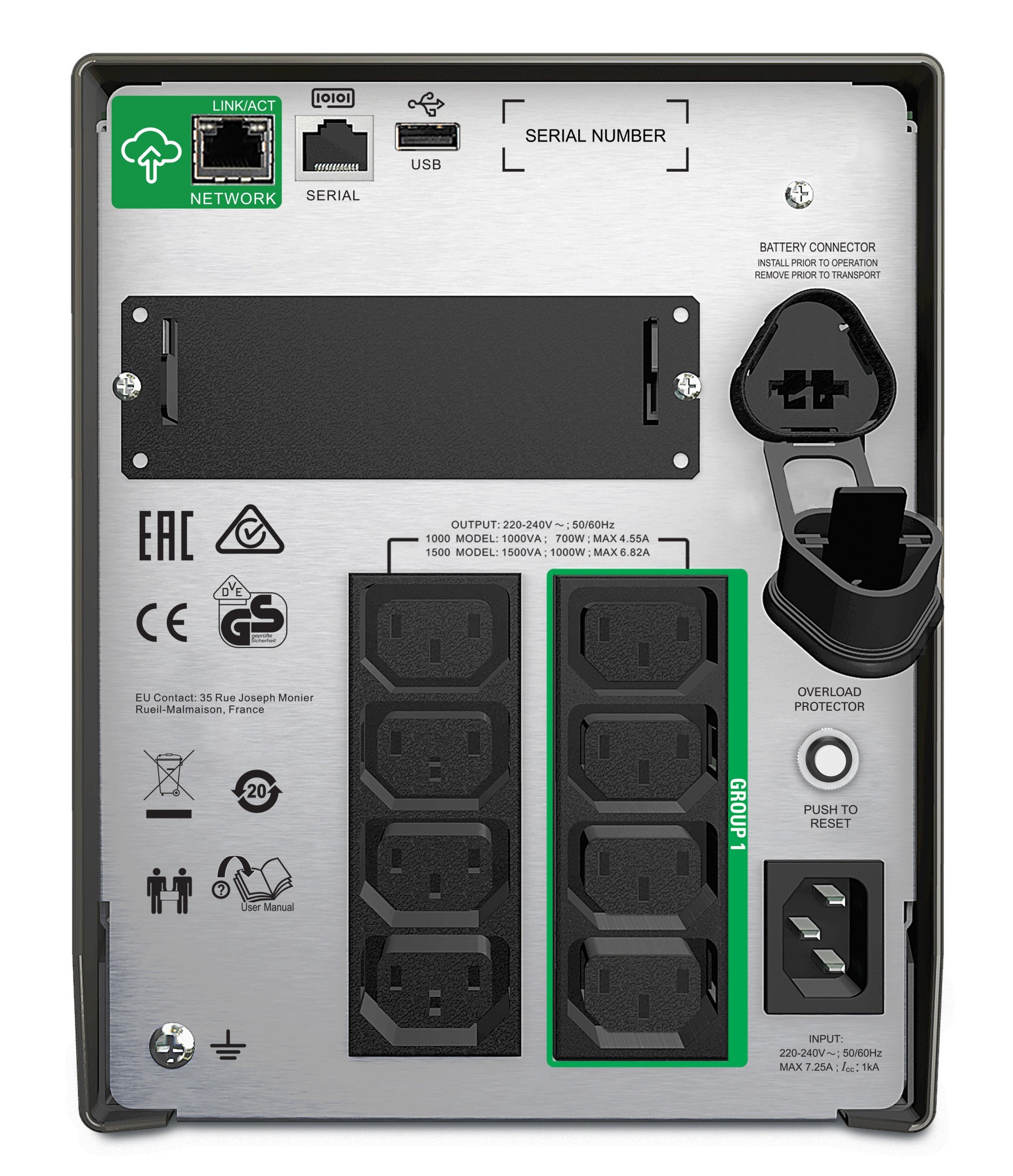 APC SMT1000IC uninterruptible power supply (UPS) Line-Interactive 1000 VA 700 W 8 AC outlet(s)