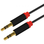 Astrotek 2m Stereo 3.5mm Flat Cable Male to Male Black with Red Mold - Audio Input Extension Auxiliary Car Cord