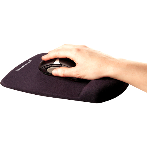Fellowes Plush Touch Mousepad Wristrest Black 9252003