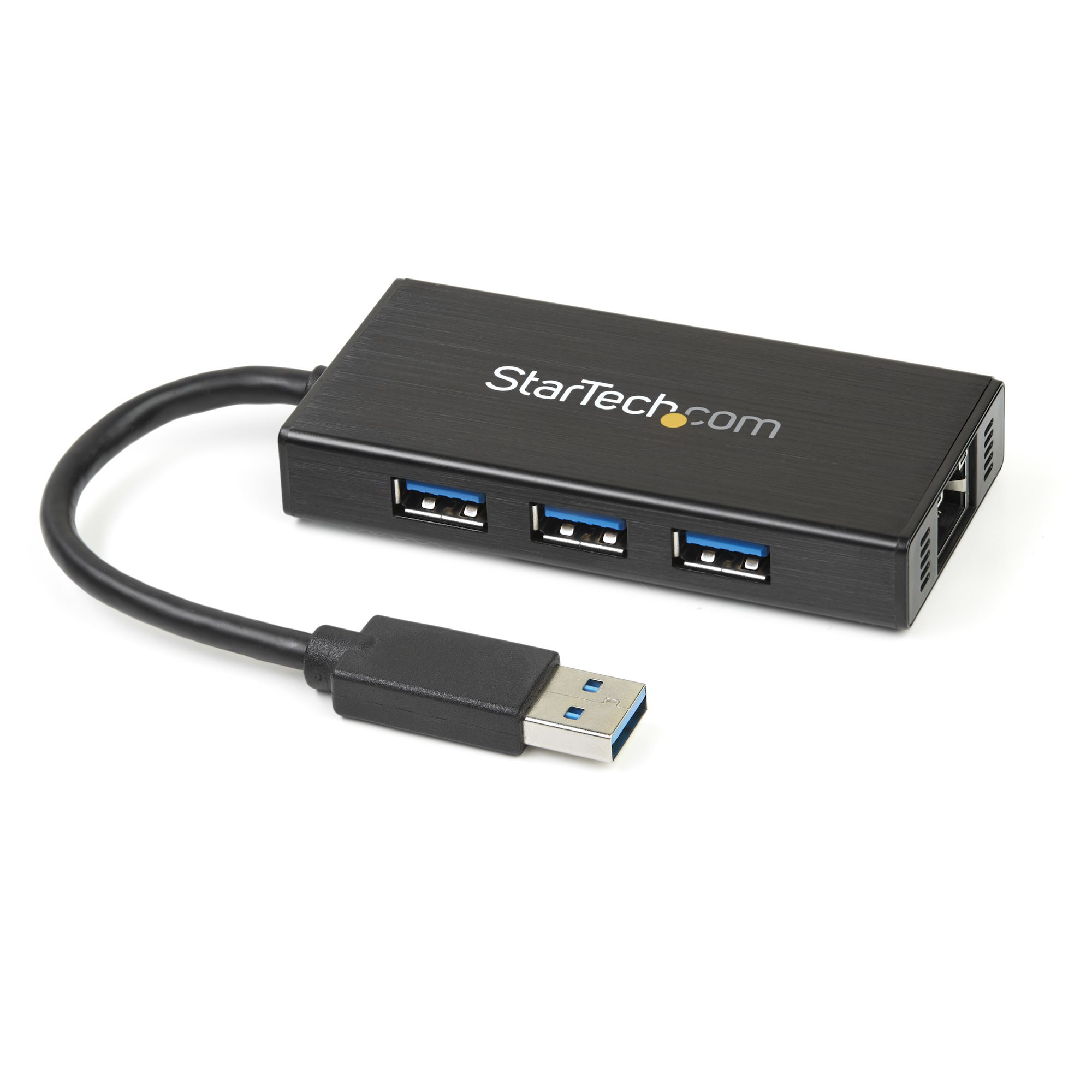 StarTech.com 3-Port Portable USB 3.0 Hub plus Gigabit Ethernet - Aluminum with Built-in Cable~3-Port Portable USB 3.0 Hub plus Gigabit Ethernet - 5Gbps - Aluminum with Built-in Cable