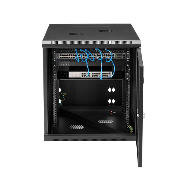 StarTech.com 12U 19&quot; Wall Mount Network Cabinet - 4 Post 24&quot; Deep Hinged Server Room Data Cabinet- Locking Computer Equipment Enclosure w/Shelf - Flexible Vented IT Rack - Pre-Assembled