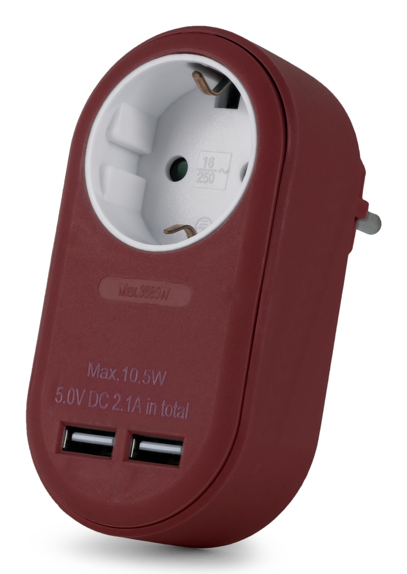 EU Product - Steckdosenadapter + 2x USB-A burgundy thumbnail