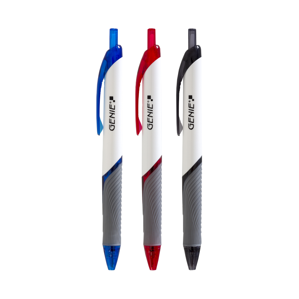 Genie 40004 ballpoint pen Black, Blue, Red Clip-on retractable ballpoint pen 12 pc(s)