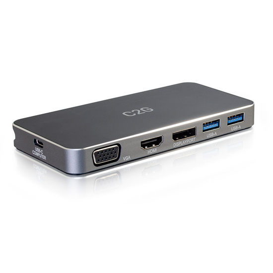 CG54439 C2G USB C DUAL DISPLAY DOCK WITH HDMI, DISPLAYPORT, VGA & POWER DELIVERY