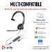 POLY Blackwire 3315 Monaural USB-C Headset +3.5mm Plug +USB-C/A Adapter