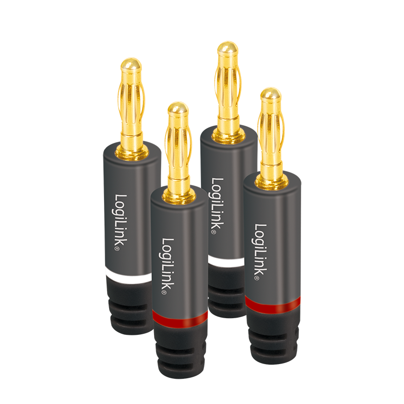 Image of LogiLink Audio Banana-plugs for self assembling (4 pcs.), metal, grey