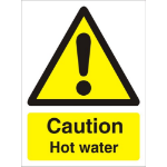 SECO by Stewart Superior SECO Warning Safety Sign Caution Hot Water Semi Rigid Plastic 50 x 75mm (Pack 5) - W0189SRP50X75 P5