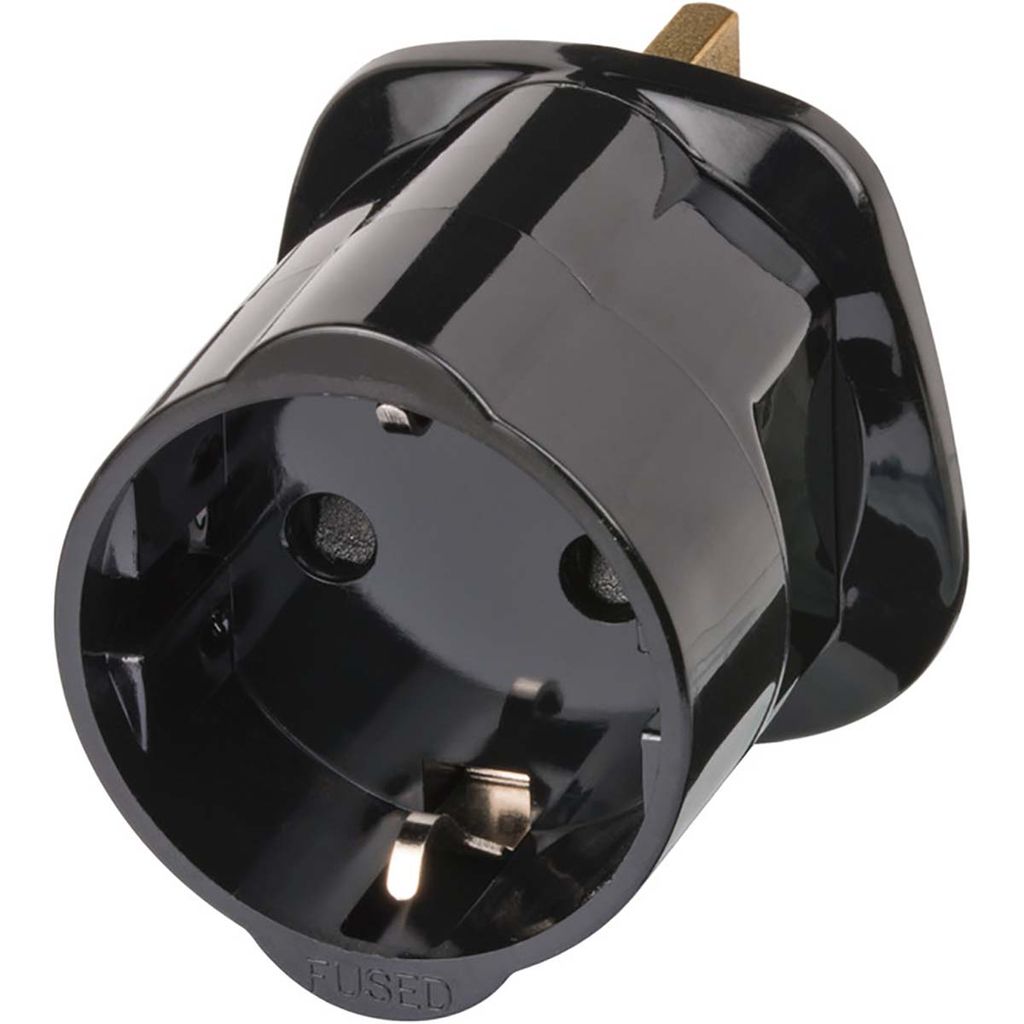 EU Product - Travel Adapter Europe to UK Earthed - Black thumbnail
