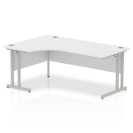 Dynamic Impulse Contract Left Hand Crescent Cantilever Desk W1800 x D1200 x H730mm White Finish/Silver Frame - I000323 DD