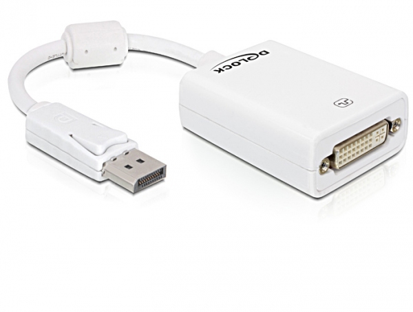 Image of DeLOCK 61765 video cable adapter 0.125 m DisplayPort DVI-I White