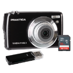 Praktica Compact Digital Camera 18MP 8x Optical Zoom Entry Level Black - Camera + Sandisk 32GB SD Card + Card Reader