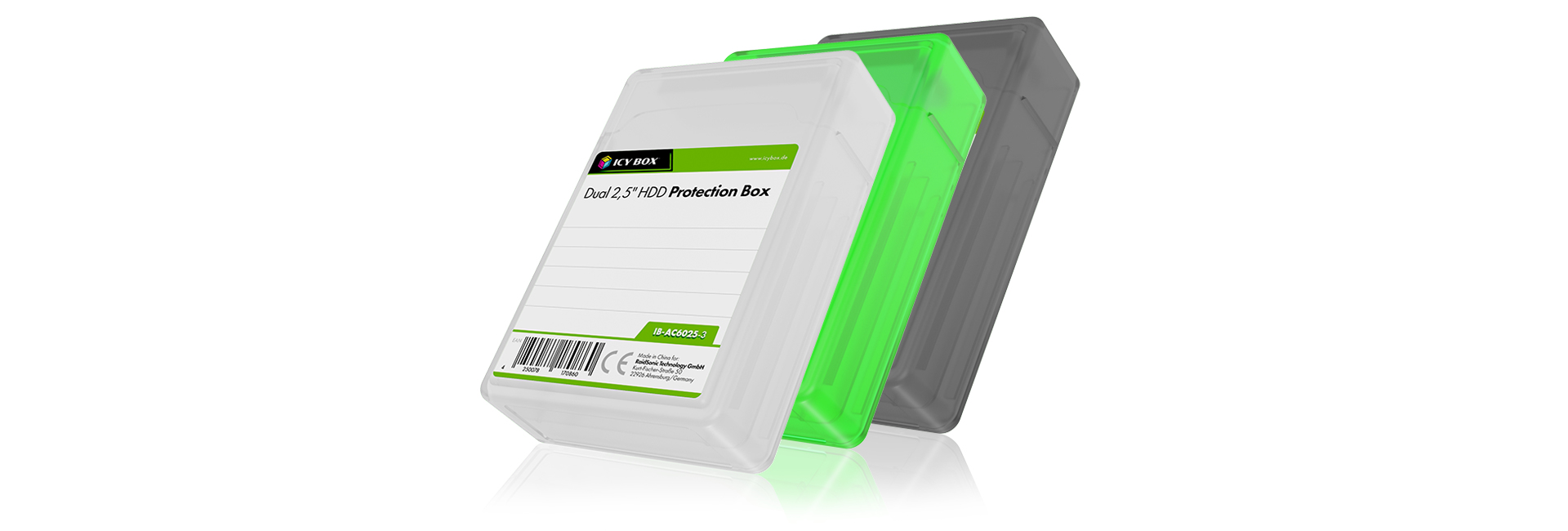 Image of ICY BOX IB-AC6025-3 Pouch case Plastic Green, Grey, White