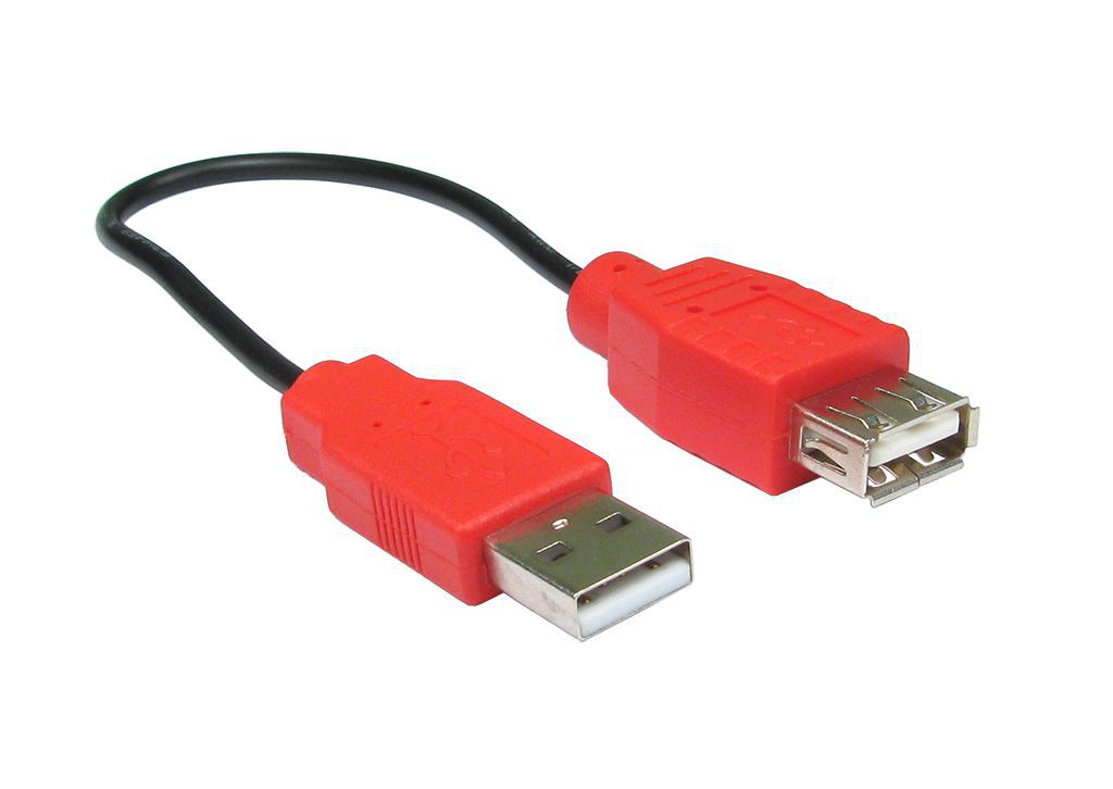 Cables Direct USB Cable power extension 0.225 m Black, Red