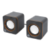 Manhattan 2600 Series Speaker System, Two Speakers, Black/Orange, USB for Stereo Audio and Power, Output: 2x 3W, Decent Sound, Integrated rotary volume control, USB-C/USB-A Adapter, Cable 1.4m, Three Year Warranty