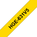Brother HGE-631V5 DirectLabel black on yellow Laminat 12mm x 8m Pack=5 for P-Touch RL 700 S/ 9500 PC/ 9700 PC/ 9800 PCN