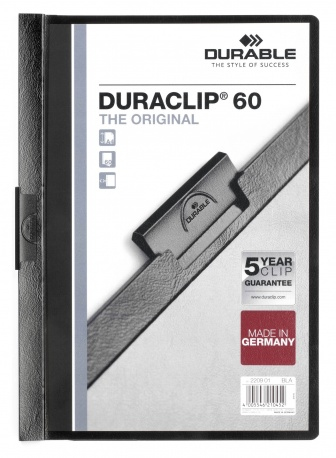 Durable Duraclip 60 report cover PVC Black. Transparent