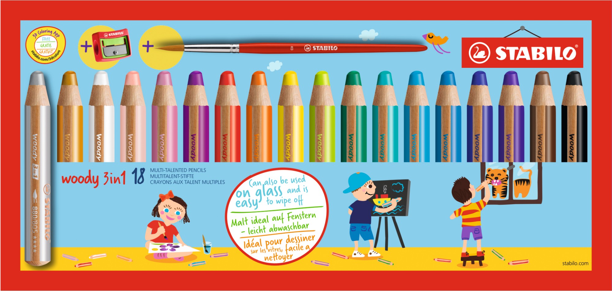 Photos - Pencil STABILO Woody 3 in 1 Multicolour 18 pc(s) 880/18-3 