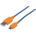 Manhattan 352727 USB-kabel USB 2.0 1,8 m USB A Micro-USB B 0,48 Gbit/s Blauw