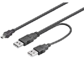 Microconnect 2 x USB A/Mini USB B, 0.6 m USB cable USB 2.0 Mini-USB B Black