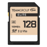 Team Group TESDXC128GIV3069 Elite 4k Flash Memory Card, 128GB, SDHC, UHS-1 U3, V30, Retail