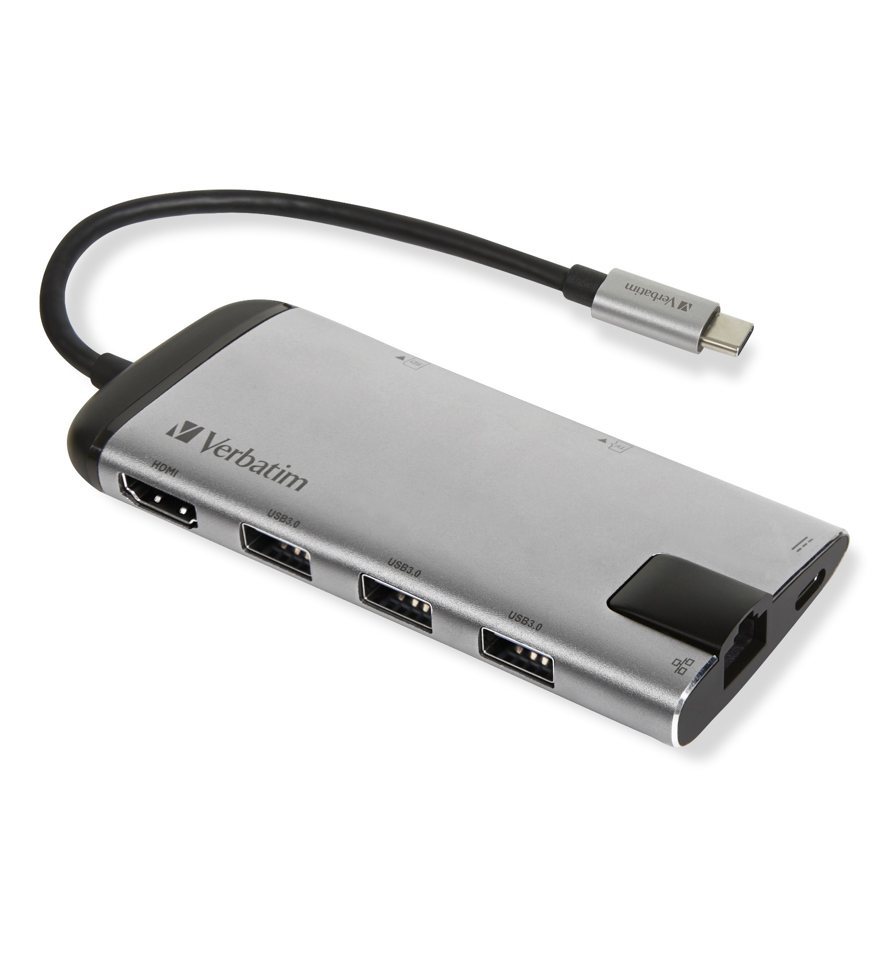 Verbatim 49142 notebook dock/port replicator USB 3.2 Gen 1 (3.1 Gen 1) Type-C Black, Silver