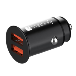 Techly Mini Car Charger 2 Ports USB-A Quick Charge 3.0 36W in Black Metal