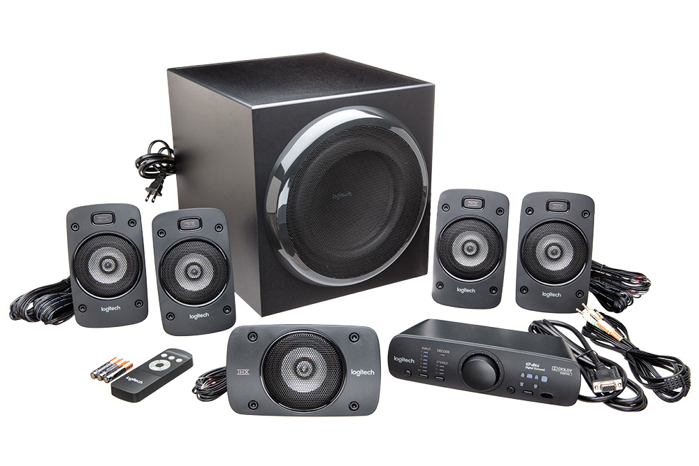 Sistema de Altavoces 5.1 Logitech Z906  Sumérgete cómodamente en tu casa  con el Logitech Z906 y vive una experiencia de audio con calidad de cine,  con este sistema de altavoces 5.1