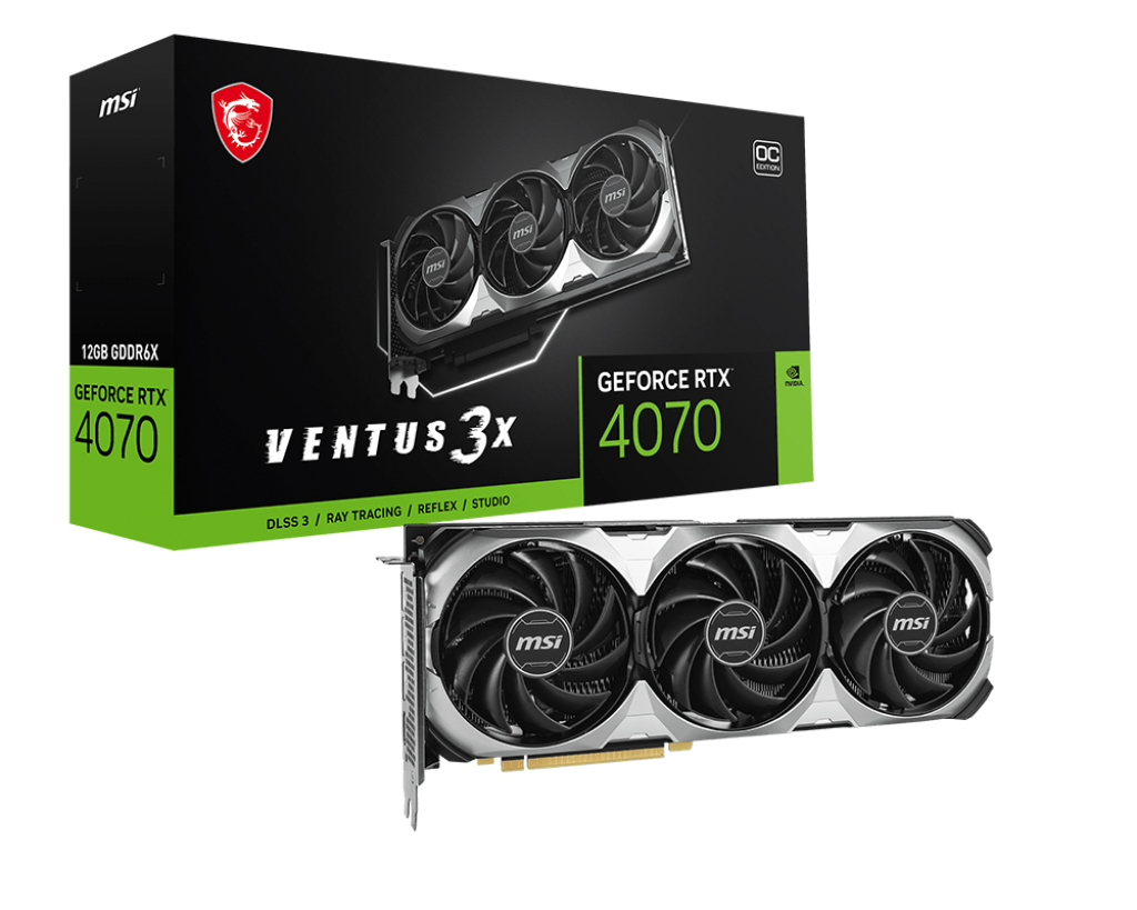 Image of MSI VENTUS GEFORCE RTX 4070 3X E 12G OC graphics card NVIDIA 12 GB...