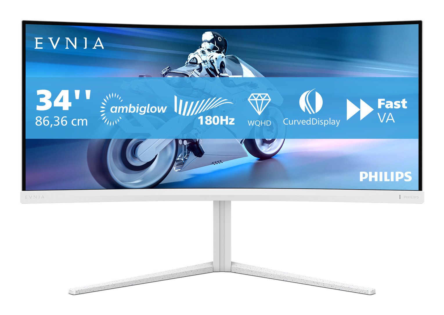 Philips Evnia 5000 34M2C5501A/00 computer monitor 86.4 cm (34") 3440 x 1440 pixels Wide Quad HD LCD White