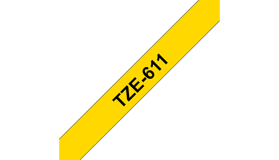 Brother TZE-611 DirectLabel black on yellow Laminat 6mm x 8m for Brother P-Touch TZ 3.5-18mm/6-12mm/6-18mm/6-24mm/6-36mm