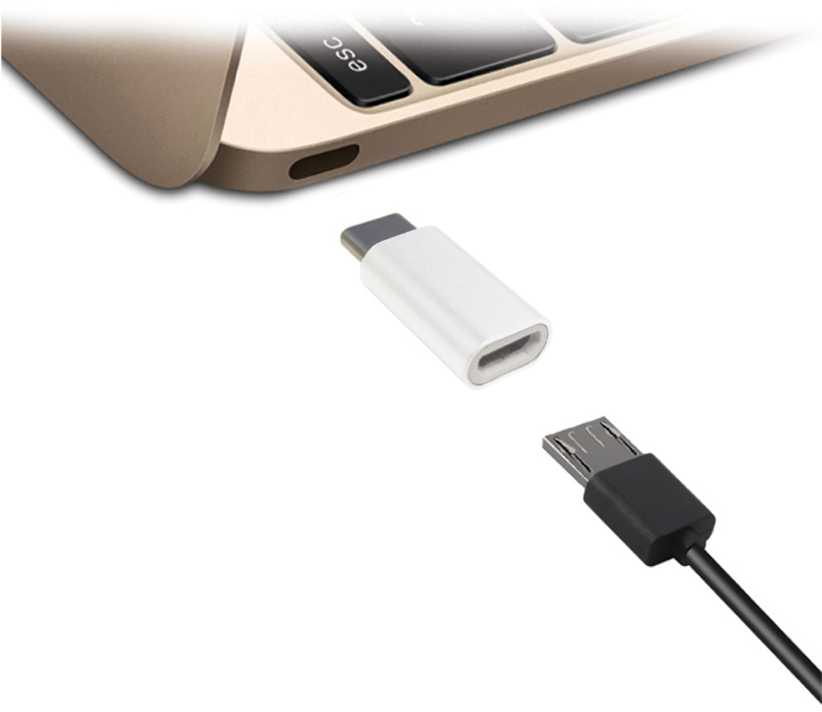 Image of Jivo Technology JI-2046 cable gender changer USB-C Micro USB White