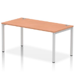 Dynamic Impulse Single Row Bench Desk W1600 x D800 x H730mm Beech Finish Silver Frame - IB00268 DD