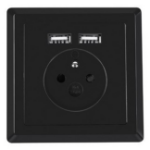 Lanberg AC-WS01-USB2-E-B socket-outlet 2 x USB A + Type E Black