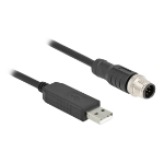 DeLOCK M12 Serial Connection Cable with FTDI chipset, USB 2.0 Type-A male to M12 RS-232 male A-coded 8 pin 1.8 m black