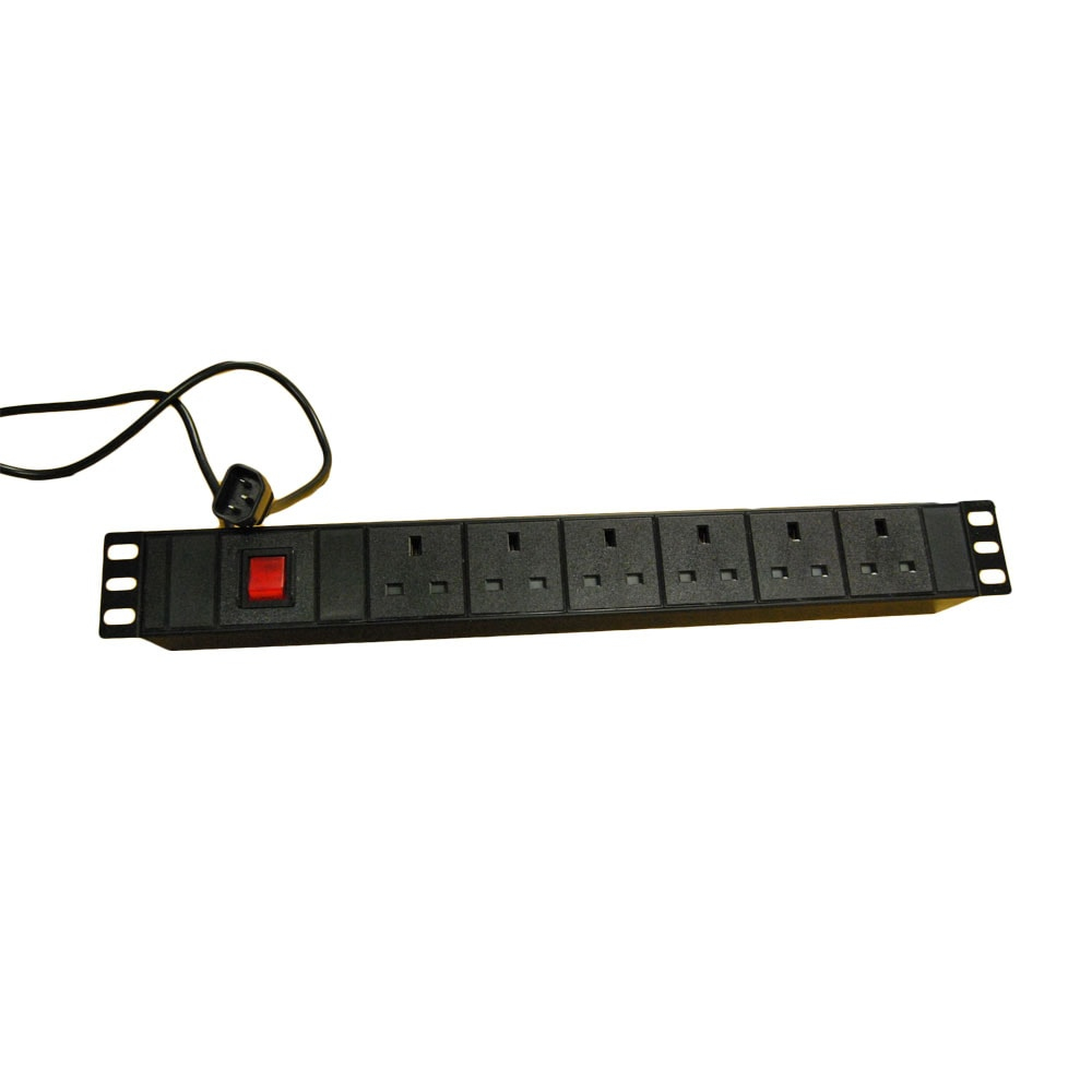 Videk PDU Horizontal 6 x UK Mains Sockets to C14 Plug 3Mtr