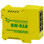 Brainboxes SW-518 network switch Unmanaged L2 Gigabit Ethernet (10/100/1000) DIN rail Yellow