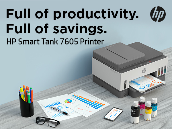 HP Smart Tank 7605 All-in-One, Print, Copy, Scan, Fax, ADF and Wireless ...