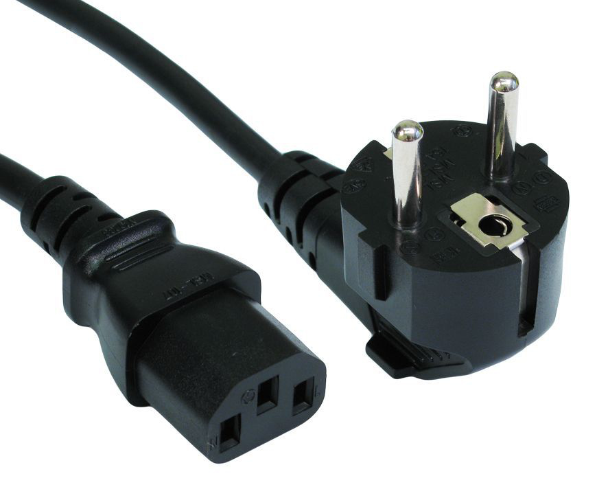 Image of Cables Direct 1.8m Euro Mains Lead - IEC (C13) Black C13 coupler