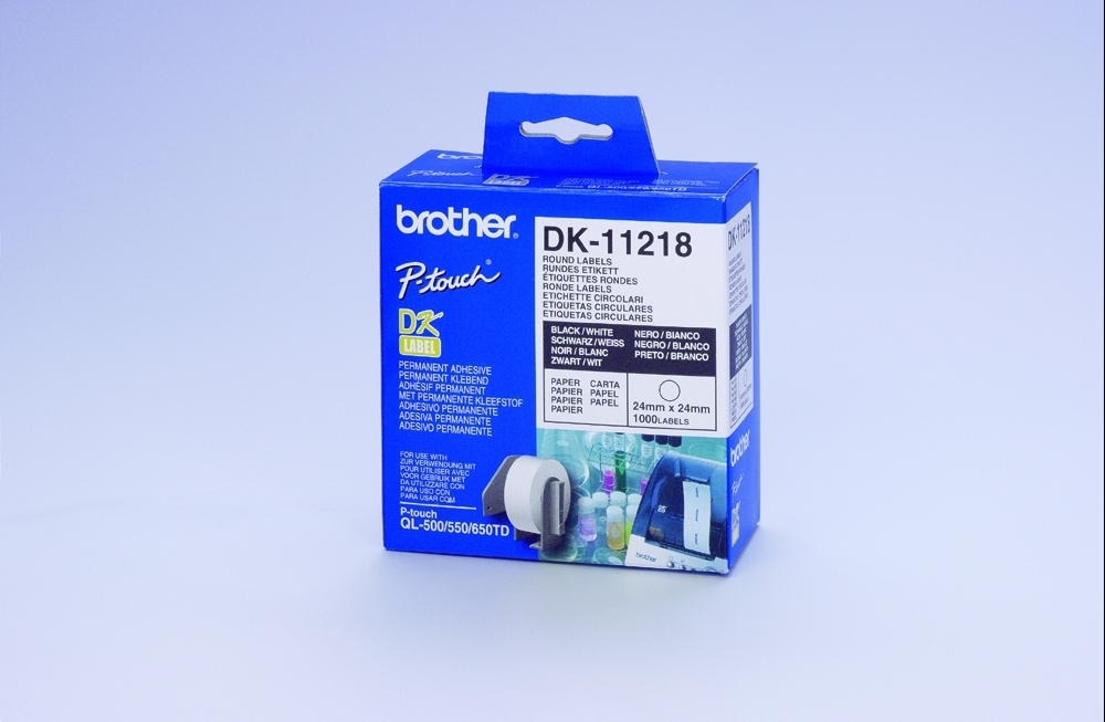 Image of Brother DK-11218 DirectLabel Etikettes round 24mm 1000 for Brother...