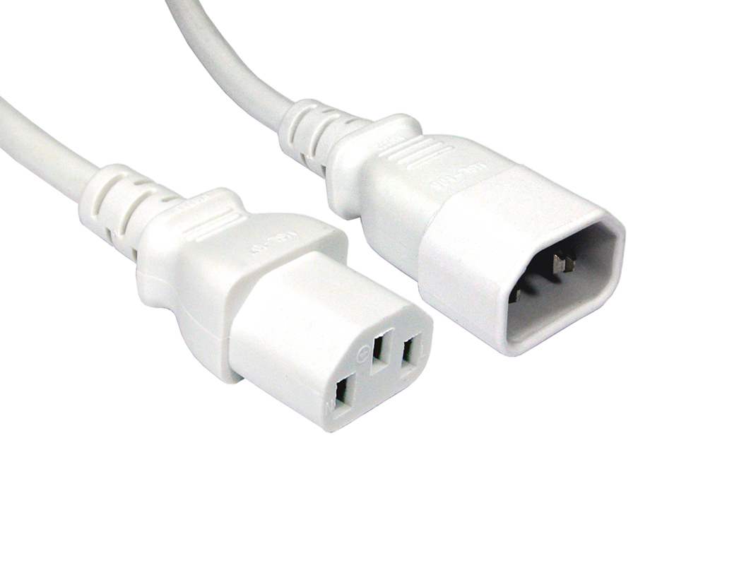 Cables Direct IEC Extension Cable C13 / C14 1.8m power cable White C14 coupler C13 coupler