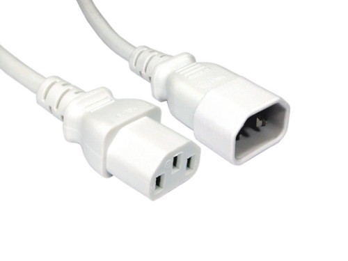 Cables Direct IEC Extension Cable C13 / C14 1.8m White C14 coupler C13 coupler