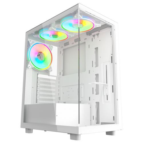 VIDA Vetro White ARGB Gaming Case w/ Glass Front & Side ATX 3x...